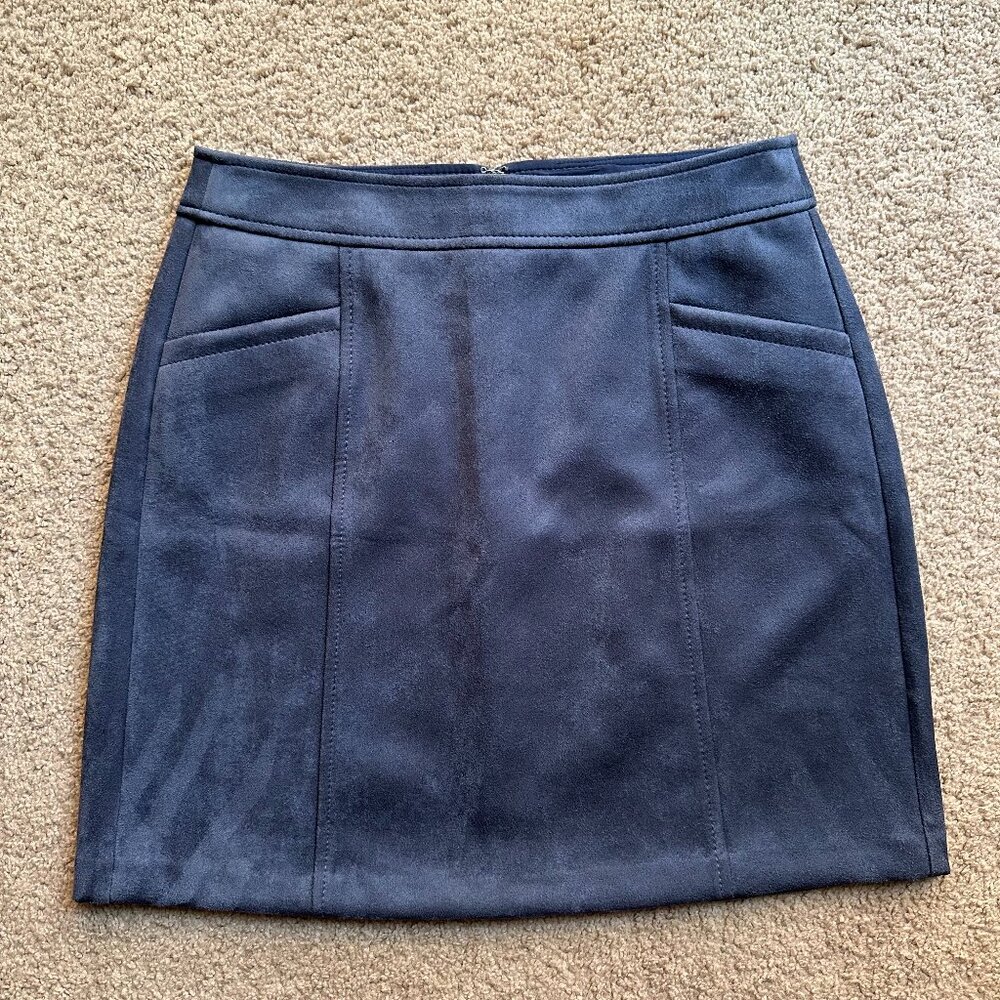 Loft Skirt Womens 2 (30x18) Pockets Faux Suede Polyester Grey Back Zip